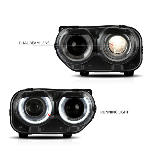 VLAND RGB DRL LED Headlights For Dodge Challenger 2015-2024