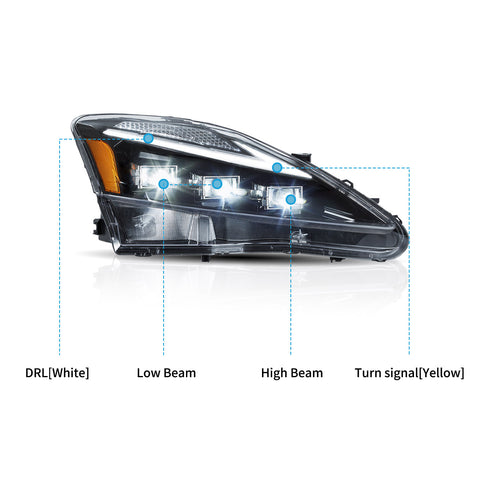 Vland Full LED Headlights For 2006-2013 Lexus IS250, IS350, ISF