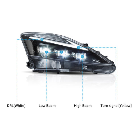 Vland Full LED Headlights For 2006-2013 Lexus IS250, IS350, ISF
