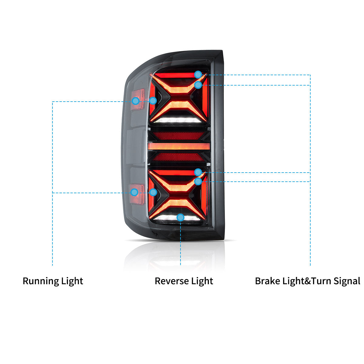 VLAND LED Tail lights For 2014-2018 Chevrolet Silverado 1500 2500HD 3500HD