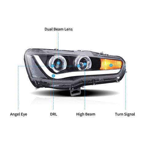 VLAND LED Headlights for Mitsubishi Lancer / EVO X 2008-2017