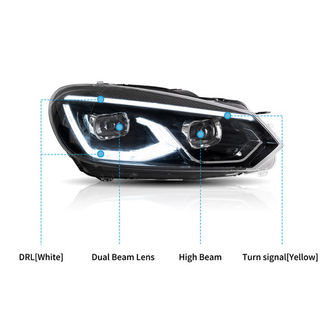 VLAND LED Headlights For 2009-2014 Volkswagen Golf 6 MK6(Europe is 2008-2012)