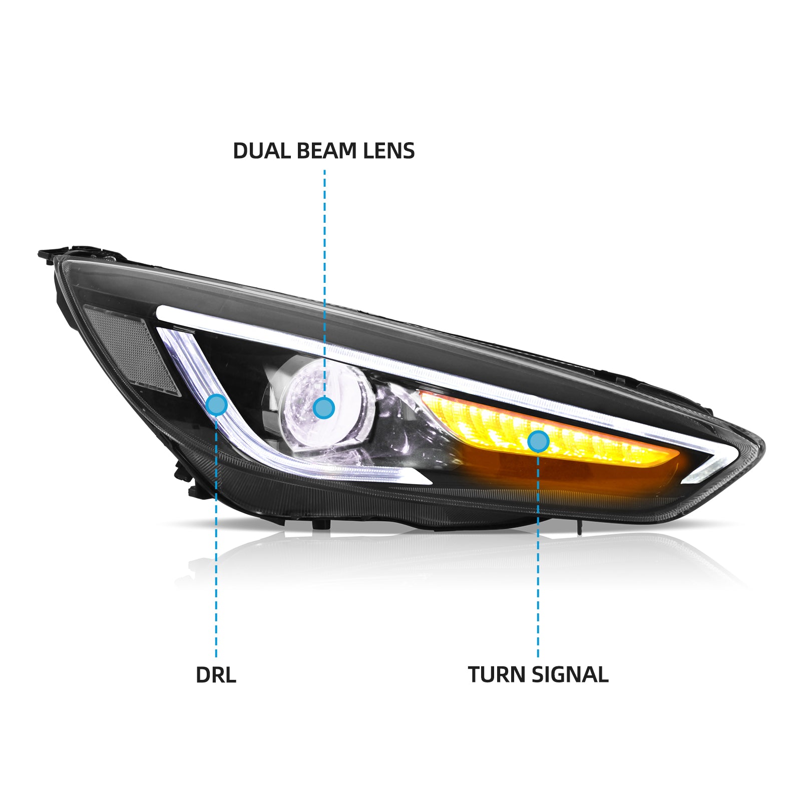 VLAND LED Headlights For 2015-2018 Ford Focus Sedan/Hatchback