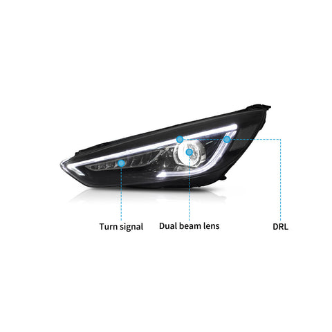 VLAND LED Headlights for 2015-2019 Ford Focus Mk III Facelift (mk 3.5)
