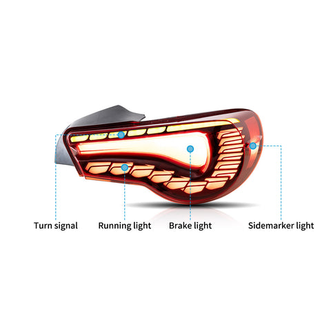 VLAND LED Tail Lights For 2012-2020 Toyota 86 GT86 & Subaru BRZ & Scion FRS [Dragon Style]