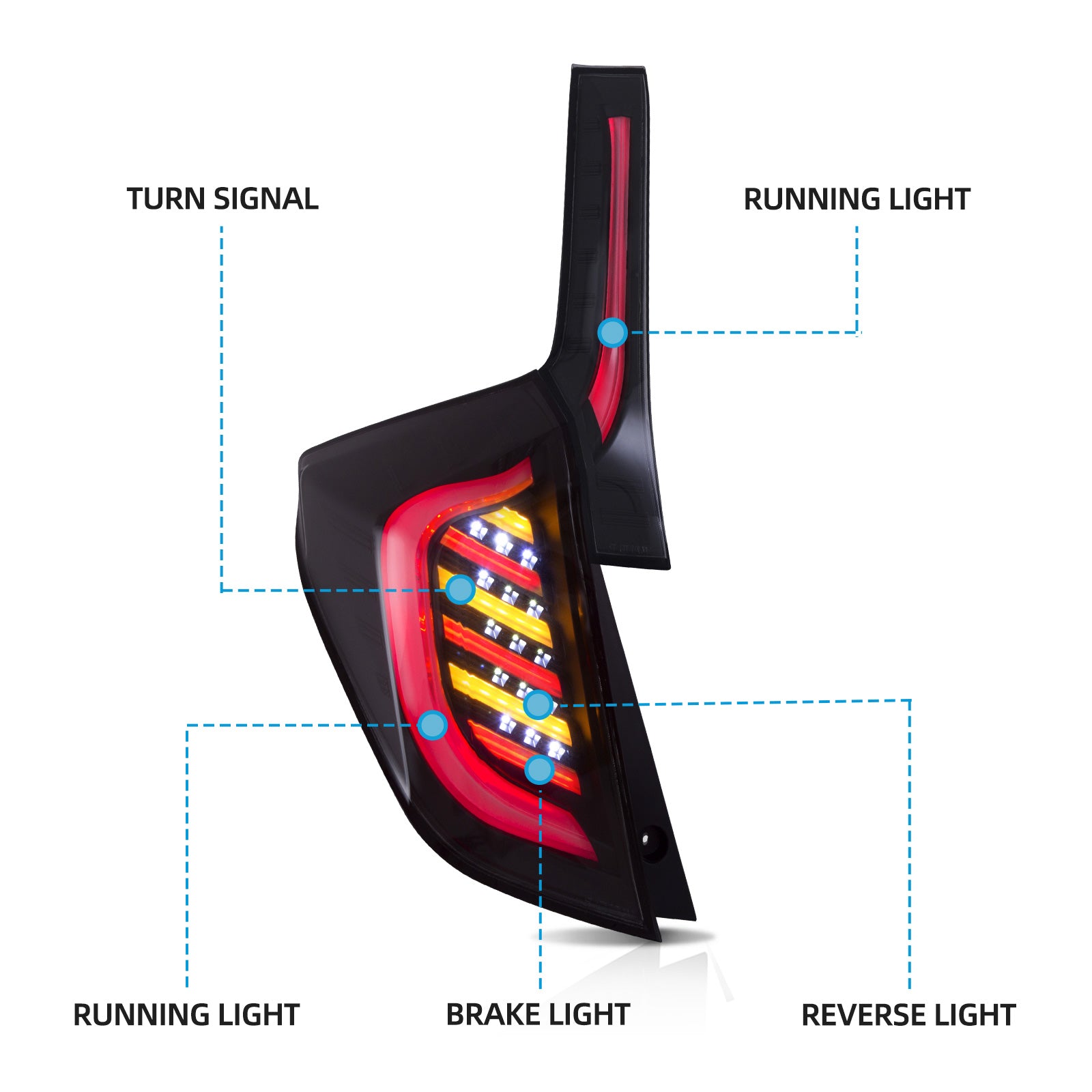 VLAND Full LED Tail Lights For Honda Fit / Jazz 2014-2020