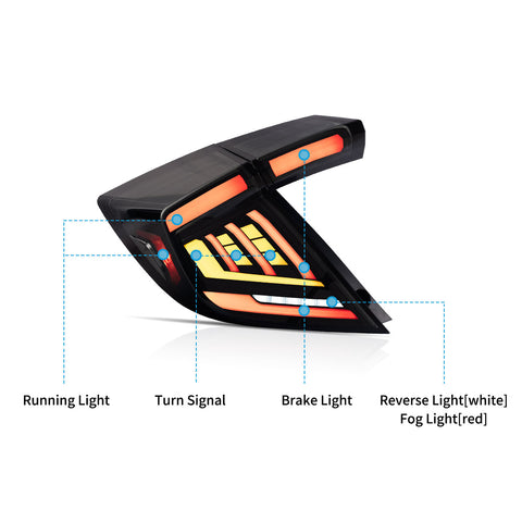 VLAND LED Taillights For 2016-2021 Honda Civic with start-up animation