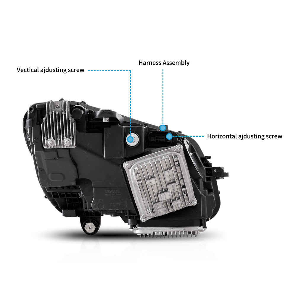 VLAND LED Headlights For 2015-2021 Mercedes Benz C-Class W205 With Blue DRL