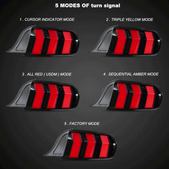 VLAND LED Taillights For 2015-2023 Ford Mustang S550 with 5 Modes turn signal