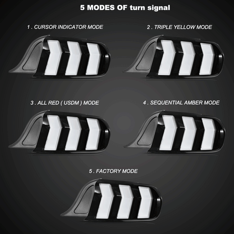 VLAND LED Taillights For 2015-2023 Ford Mustang S550 with 5 Modes turn signal