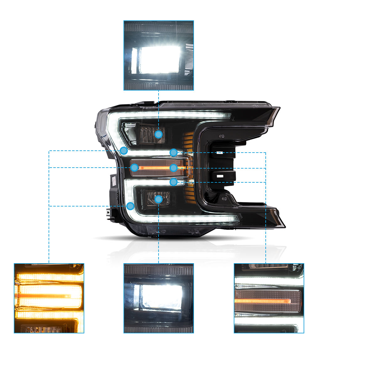 thumbnail image 2 of VLAND Full LED Headlights For Ford F150 13th Gen Pickup 2015-2017 / F150 SVT RAPTOR 2016-2021 2 of 11