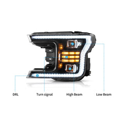 VLAND LED Dual Beam Headlights For Ford  F150 2018-2020