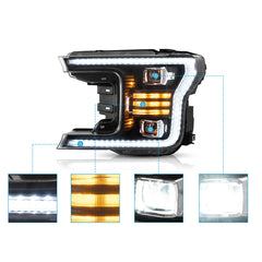 VLAND LED Dual Beam Headlights For Ford  F150 2018-2020
