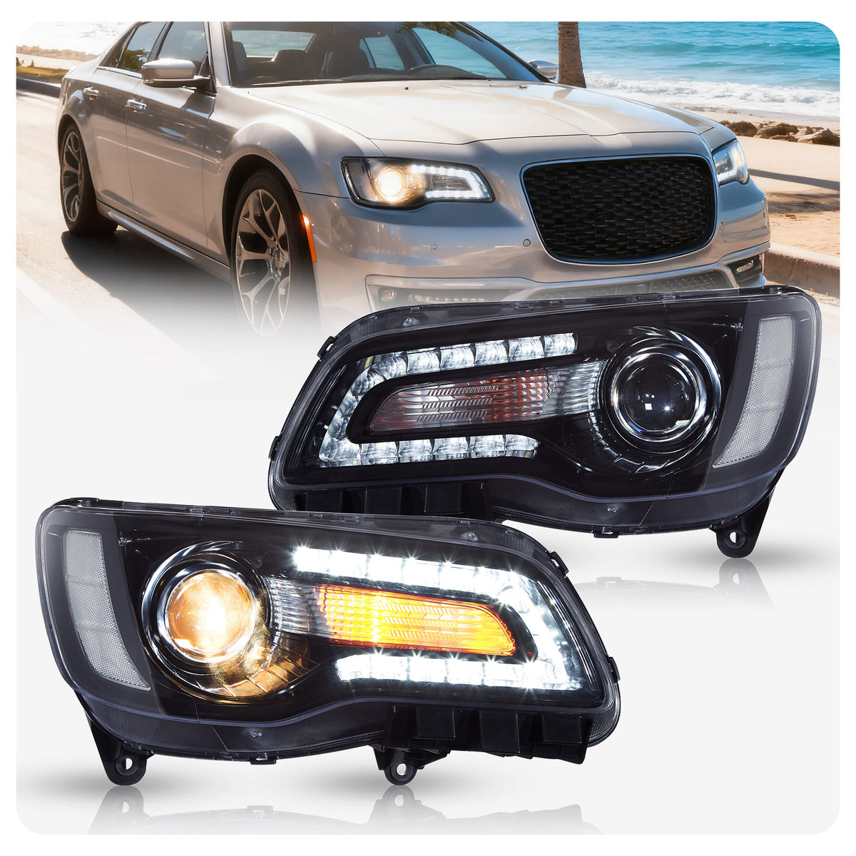 VLAND LED Projector Headlights For 2011–2023 Chrysler 300
