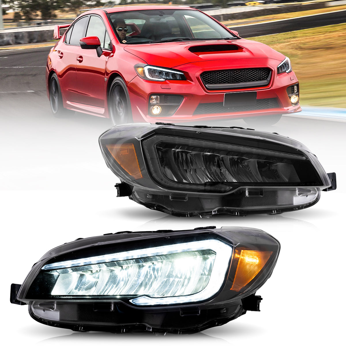 VLAND LED Reflector Headlights For 2015-2021 Subaru WRX/STI W/ Startup Animation