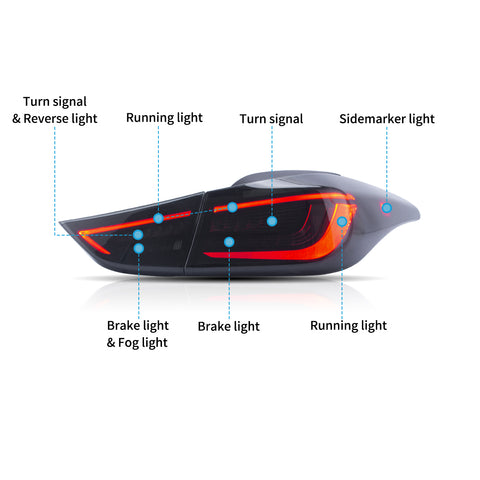 VLAND LED Tail Lights for Hyundai Elantra 2011-2015