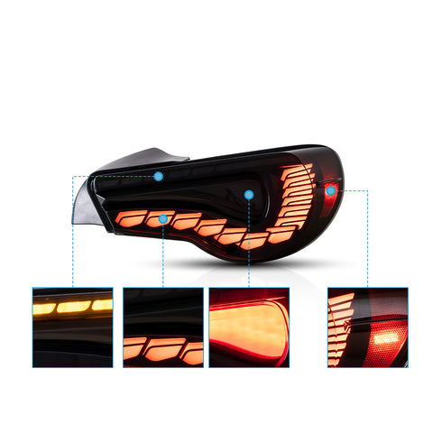 VLAND LED Tail Lights For 2012-2020 Toyota 86 GT86 & Subaru BRZ & Scion FRS [Dragon Style]