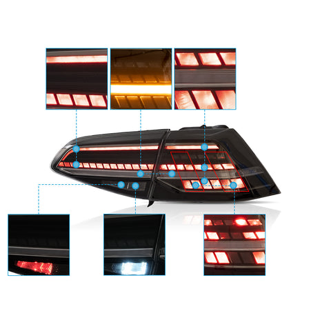 VLAND LED Tail Lights for Volkswagen Golf 7 MK7 2014-2020