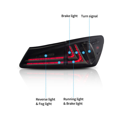 VLAND LED Tail Lights for 2006-2013 Lexus IS250 IS350 ISF IS200d IS220d(XE20)