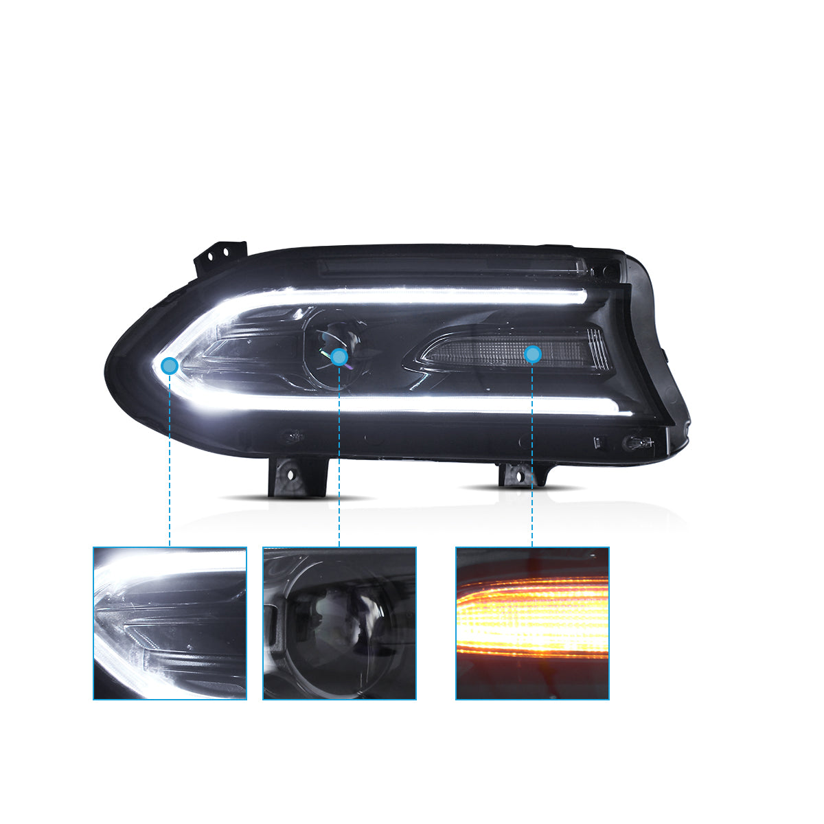VLAND LED Headlights For 2015-2023 Dodge Charger