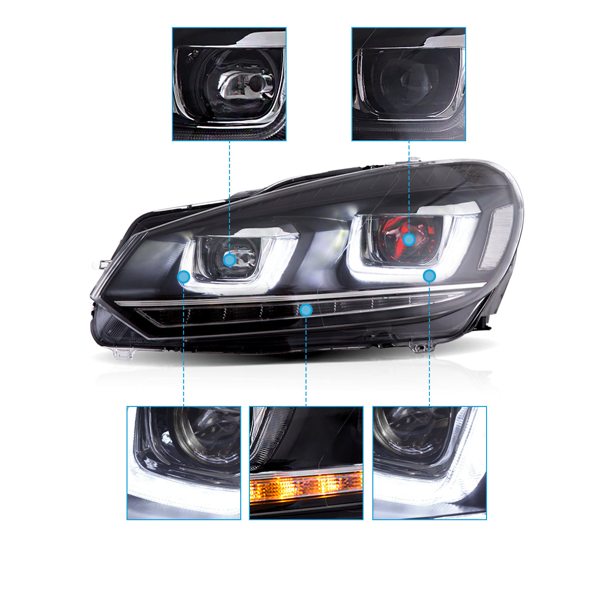 VLAND LED Headlights For VOLKSWAGEN Golf 6 MK6 2009-2014