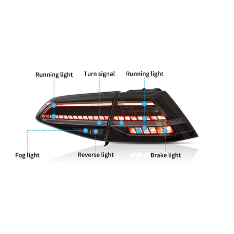 VLAND LED Tail Lights for Volkswagen Golf 7 MK7 2014-2020