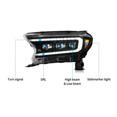 VLAND LED Matrix Headlights for Ford Ranger 2016-2022