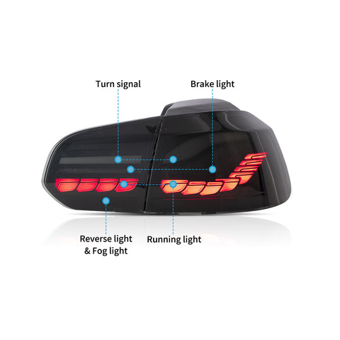 VLAND LED Tail Lights for Volkswagen Golf 6 MK6 2008-2013  (GTS Style)