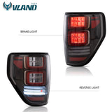 VLAND Full LED Tail Lights For Ford F150 2009-2014 with Red Turn Signal Rear Lights