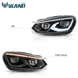VLAND LED Headlights For 2010-2014 Volkswagen Golf 6 MK6 VI LED DRL Projector