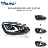 VLAND LED Headlights For 2010-2014 Volkswagen Golf 6 MK6 VI LED DRL Projector