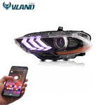 VLAND LED Headlights for Ford Mustang 2018-2021 LED Dual Beam Lens LED Front Lights RGB DRL