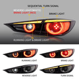 VLAND Full LED Tail Lights for Mazda 3 Axela Sedan 2014-2018 Sequential/Dynamic Turn Signal
