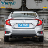 VLAND LED Smoked Tail Lights For Honda Civic 10th Gen 2016-2018 4PCS