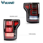 VLAND For Ford F150 2018-2020 Black LED Headlight + Clear LED Tail Lights