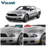LED Headlights for Ford Mustang 2010-2014 with Sequential Turn Signals Head Light 1 Pair