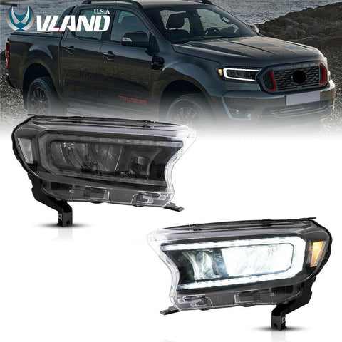  LED Headlights for Ford Ranger 2015-2020 1 Pair Head Light Assembly Plug & Play