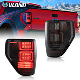 VLAND Full LED Tail Lights For Ford F150 2009-2014 with Red Turn Signal Rear Lights