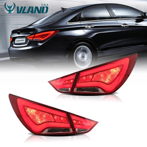  LED Tail Lights for Hyundai Sonata 2011-2014 Red Smoked Lens Lighting Assembly