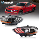 LED Headlights for Ford Mustang 2018-2021 LED Dual Beam Lens LED Front Lights RGB DRL