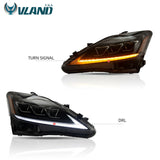 VLAND LED Headlights Amber & Tail Lights Red Fit For LEXUS IS250 350 ISF 2006-2012