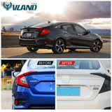 VLAND LED Smoked Tail Lights For Honda Civic 10th Gen 2016-2018 4PCS
